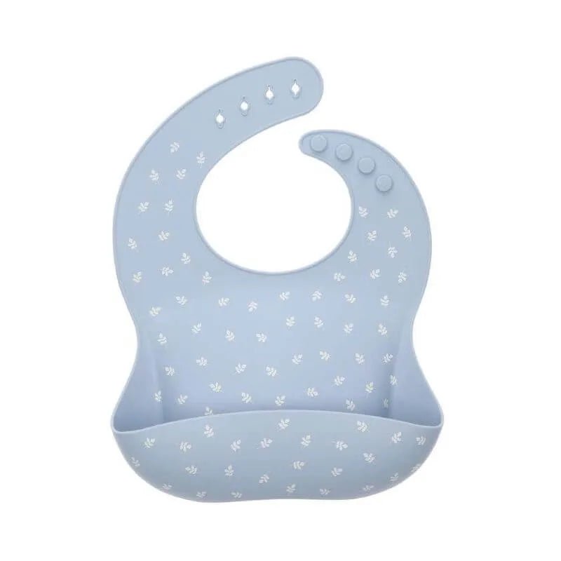 Babero Silicona Leaves Blue personalizado - regalo bebé | Mi Luna Lunera