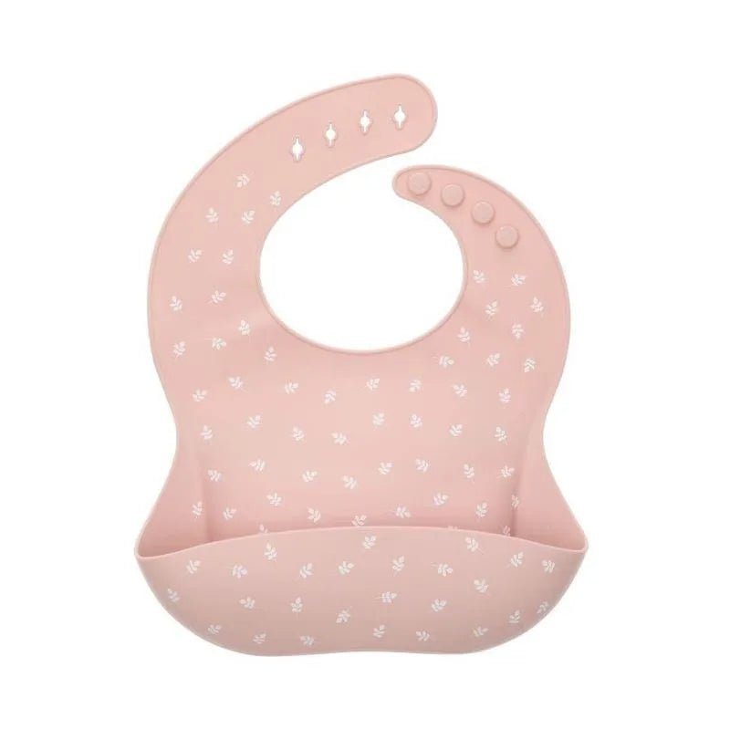 Babero Silicona Leaves Pink personalizado - regalo bebé | Mi Luna Lunera