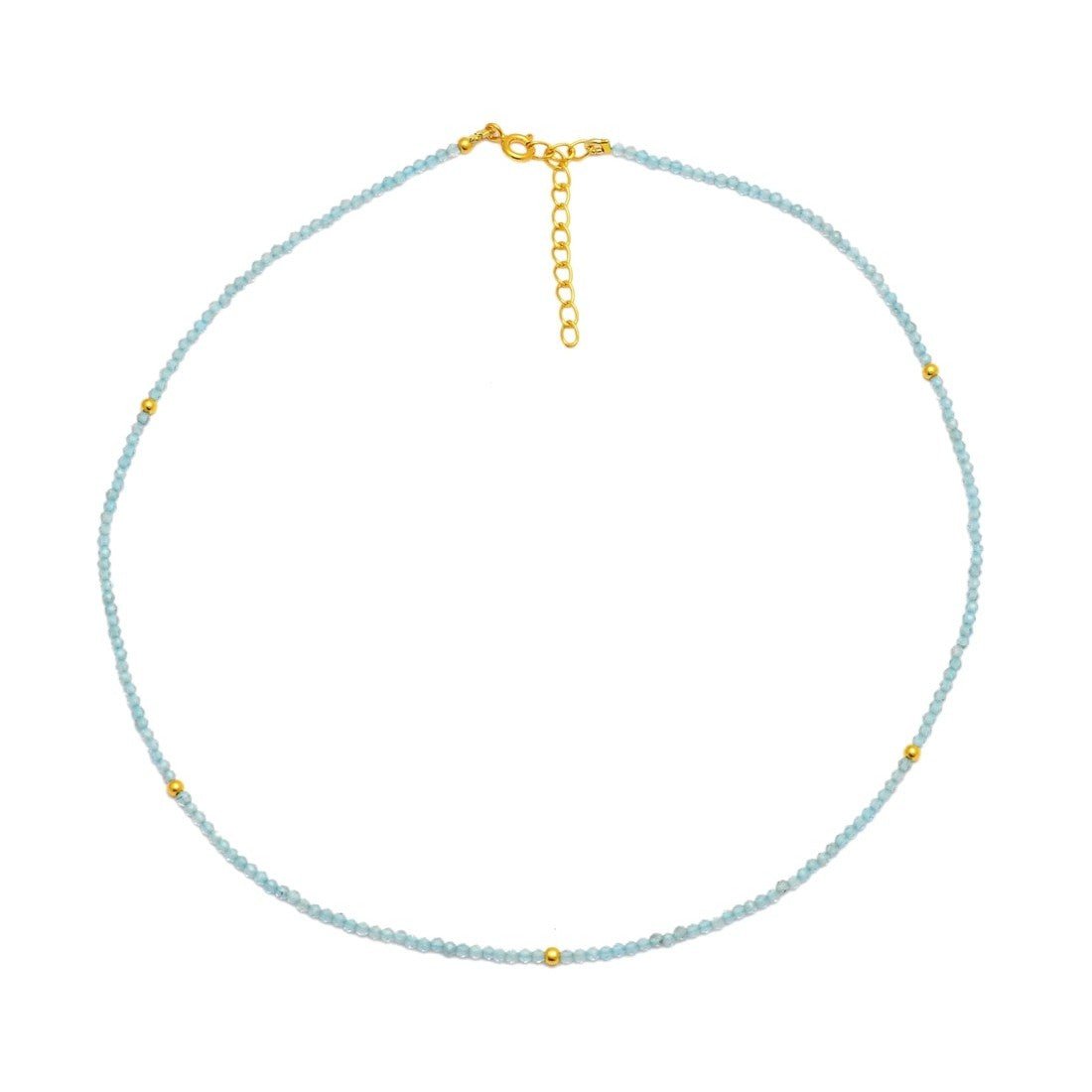 Choker Aguamarina Plata de Ley 925 | Baño de Oro 18K personalizado - regalo bebé | Mi Luna Lunera