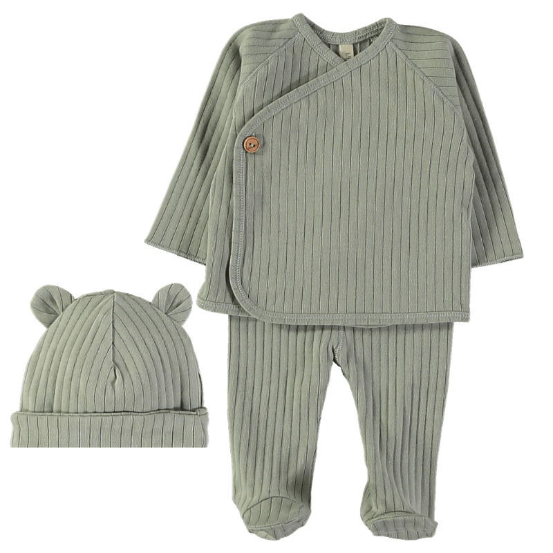 Conjunto Primera Puesta Algodón Orgánico Maxi Rib Forest personalizado - regalo bebé | Mi Luna Lunera