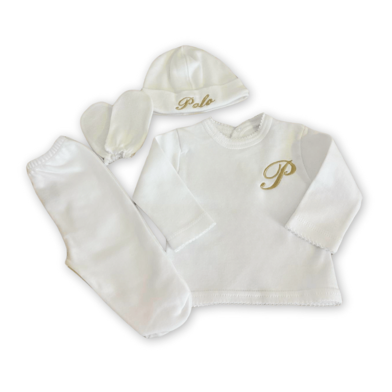 Conjunto Primera Puesta Algodón Personalizado - Su primer recuerdo, bordado para siempre personalizado - regalo bebé | Mi Luna Lunera