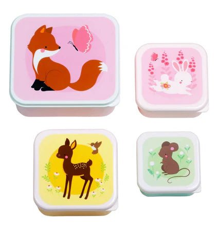 Set 4 Tuppers Forest Friends Personalizable Rosa personalizado - regalo bebé | Mi Luna Lunera