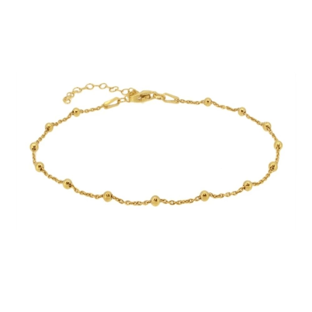 Tobillera Bolitas Plata de Ley 925 | Baño de Oro 18K personalizado - regalo bebé | Mi Luna Lunera