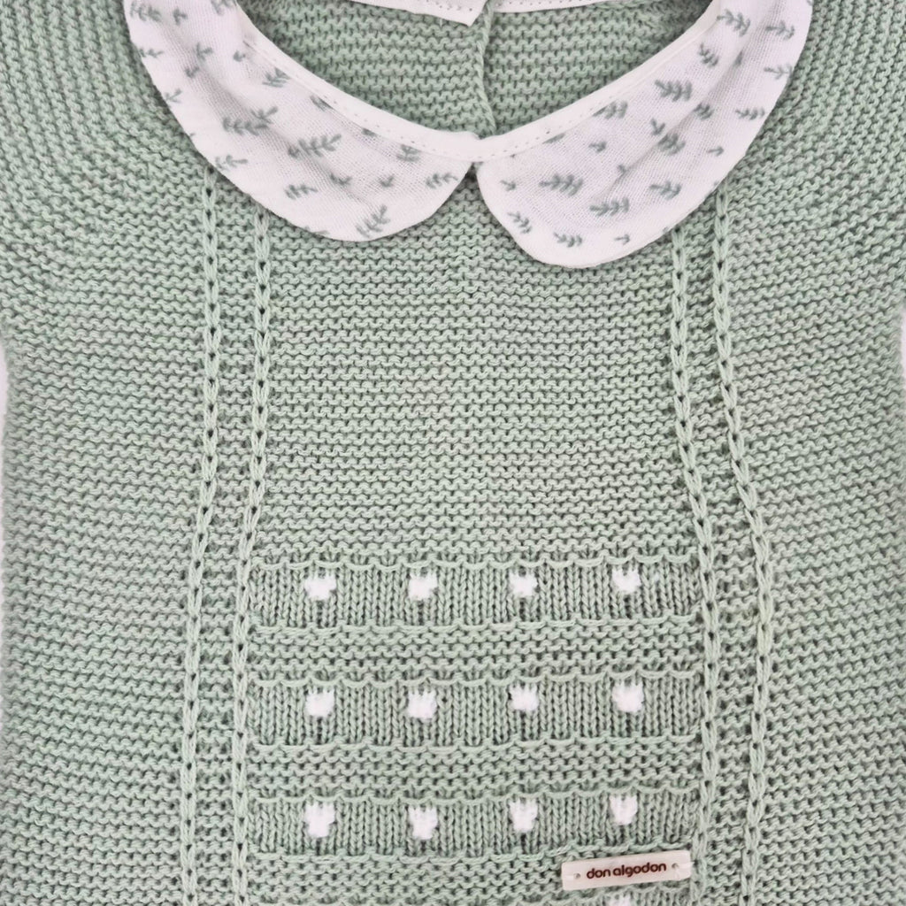 Conjunto de Punto para Bebé con Cuello Peter Pan – Verde