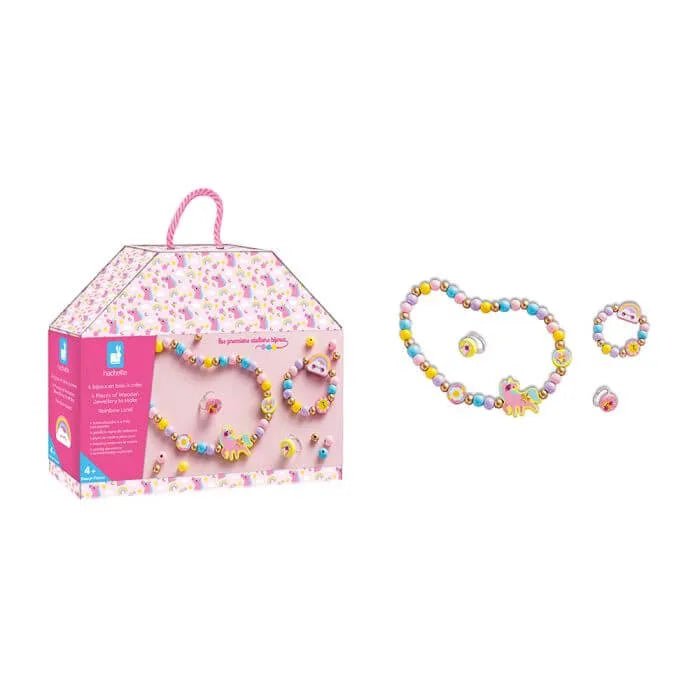 4 Joyas Madera Para Crear - Rainbow Land personalizado - regalo bebé | Mi Luna Lunera