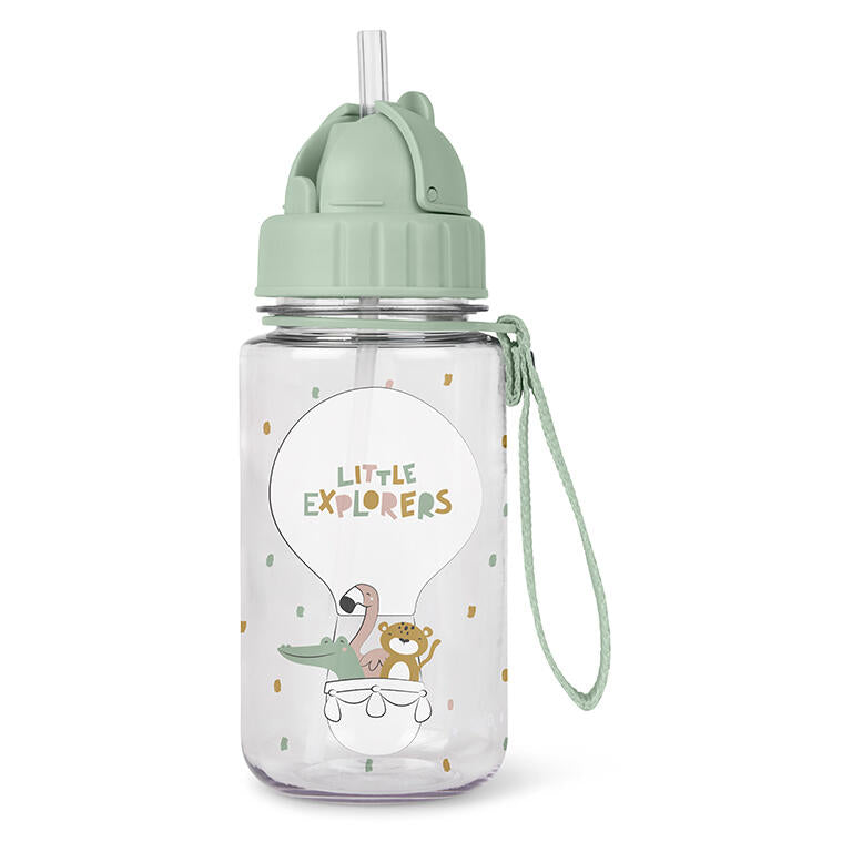 Botella con pajita y colgador Little Explores