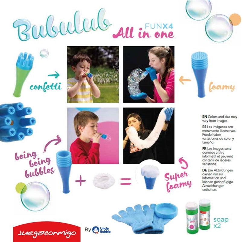 Kit para hacer experimentos con pompas de jabón Bubulub