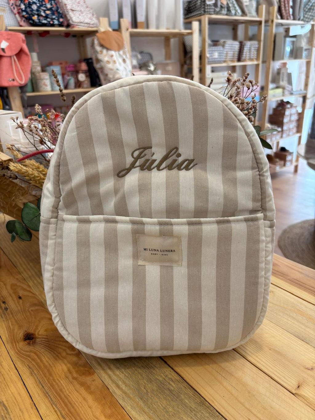 Mochila de Rayas Menorca Beige