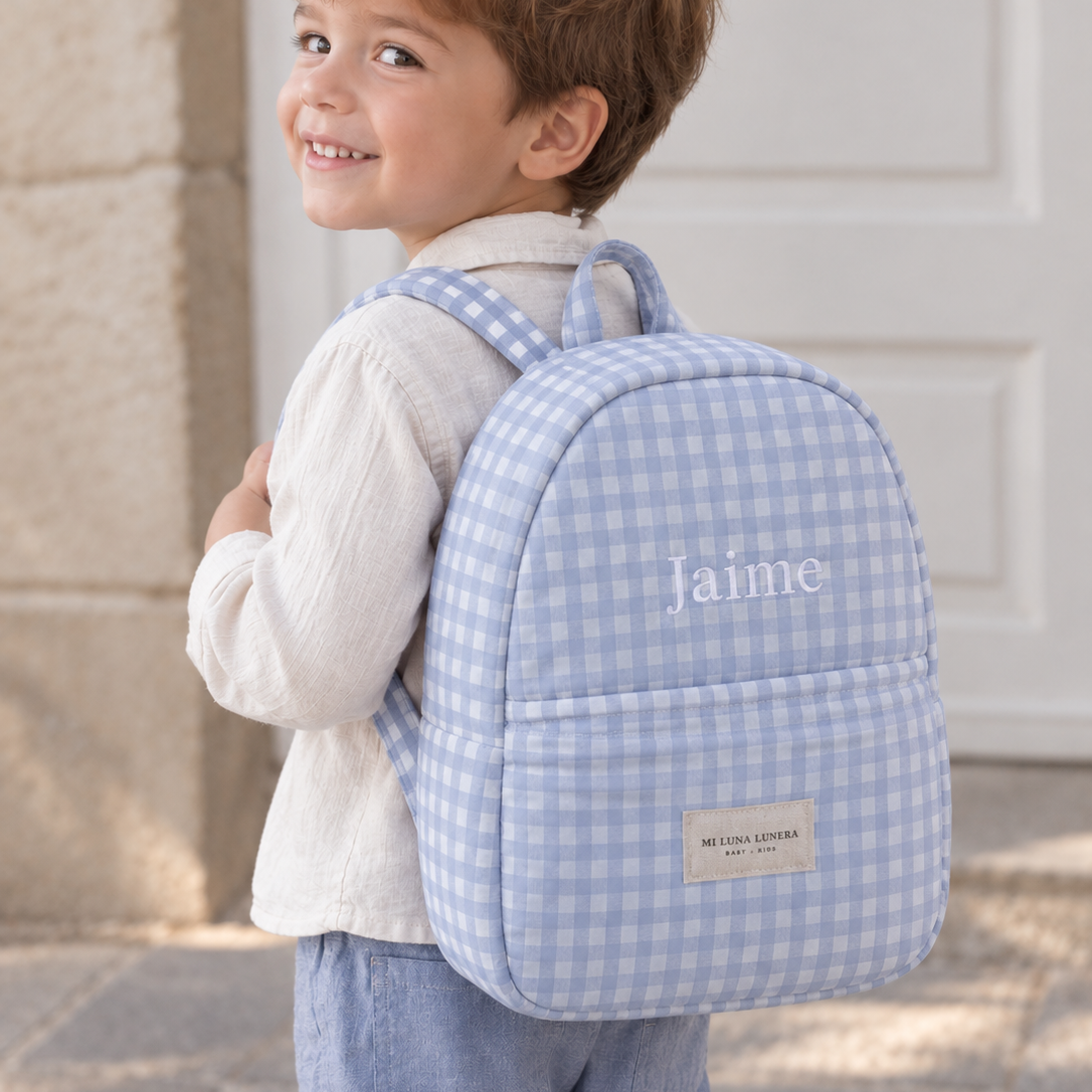 Mochila Vichy Azul Celeste