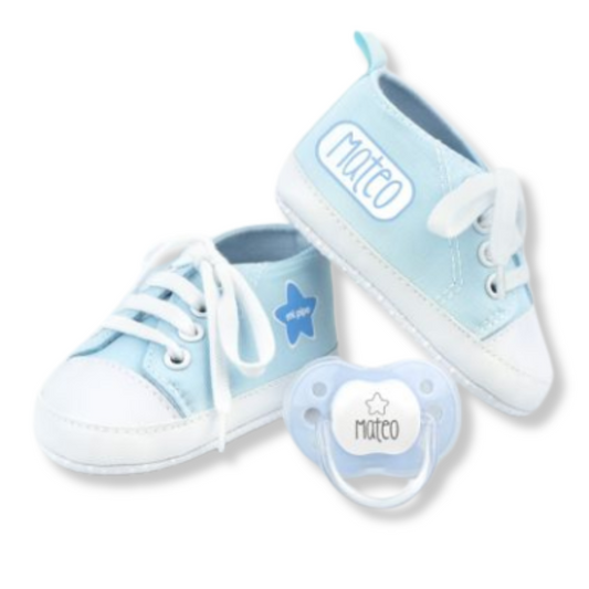 Pack Regalo Zapatillas + Chupete Personalizado Azul