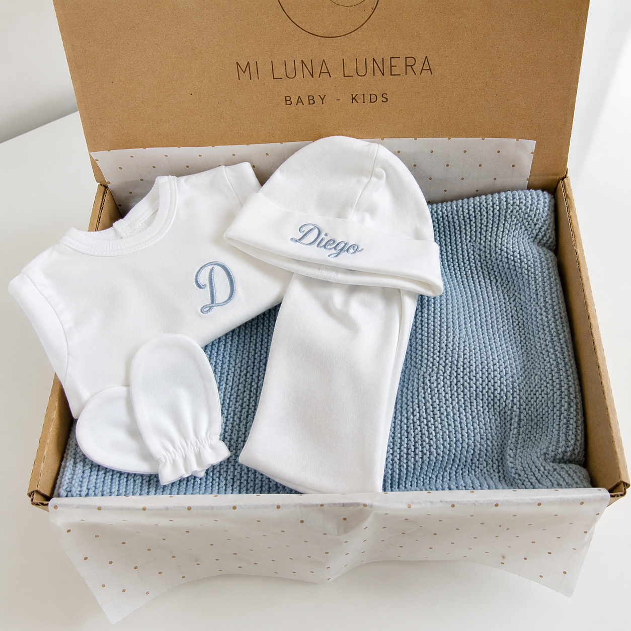 Pack Regalo Primera Puesta - Manta Azul | Mi Luna Lunera