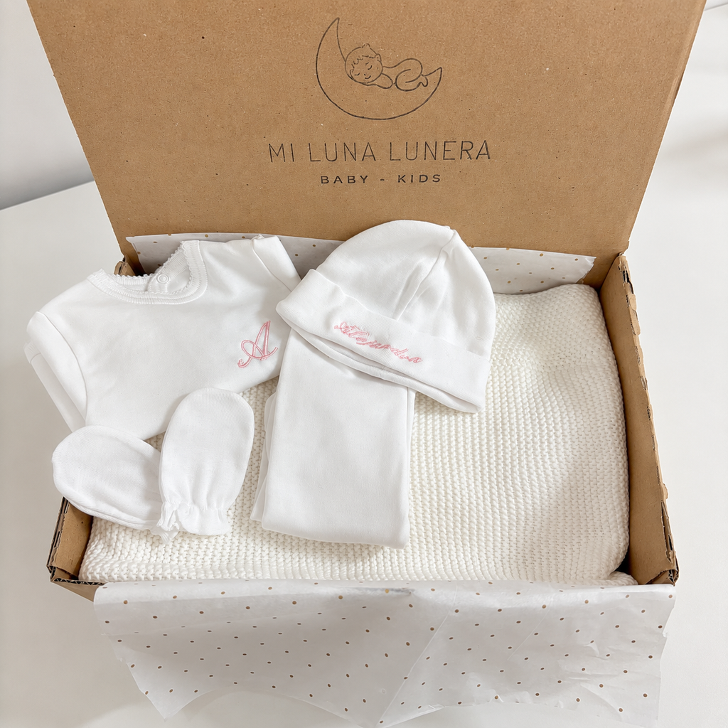 Pack Regalo Primera Puesta - Manta Blanco | Mi Luna Lunera