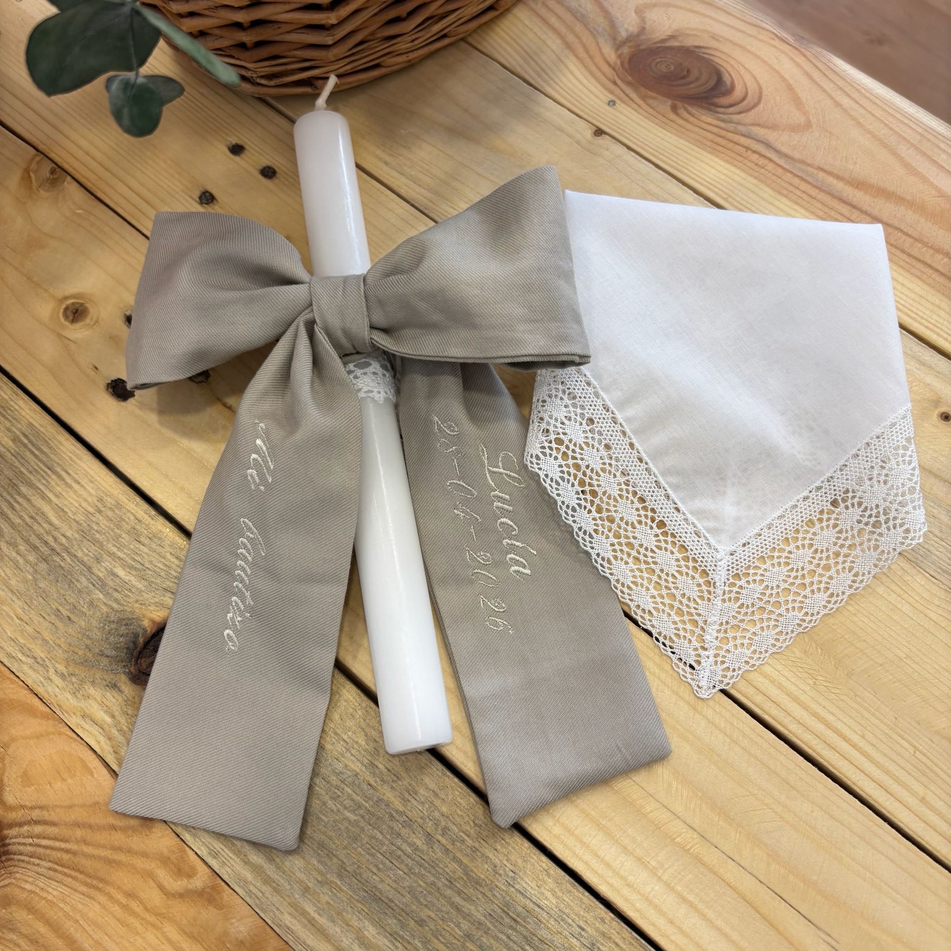 Vela Cirio Bautismo con Lazo Personalizado