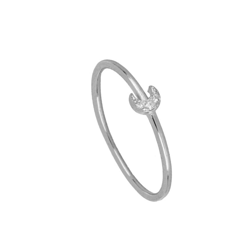 Anillo Luna Circonitas Plata de Ley 925 personalizado - regalo bebé | Mi Luna Lunera