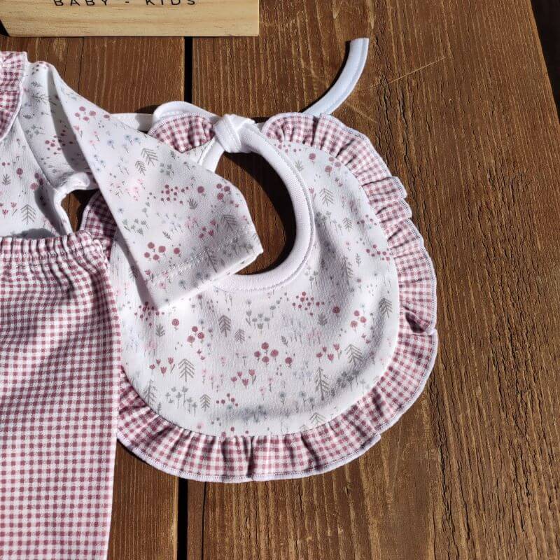 Babero Flores Granate personalizado - regalo bebé | Mi Luna Lunera