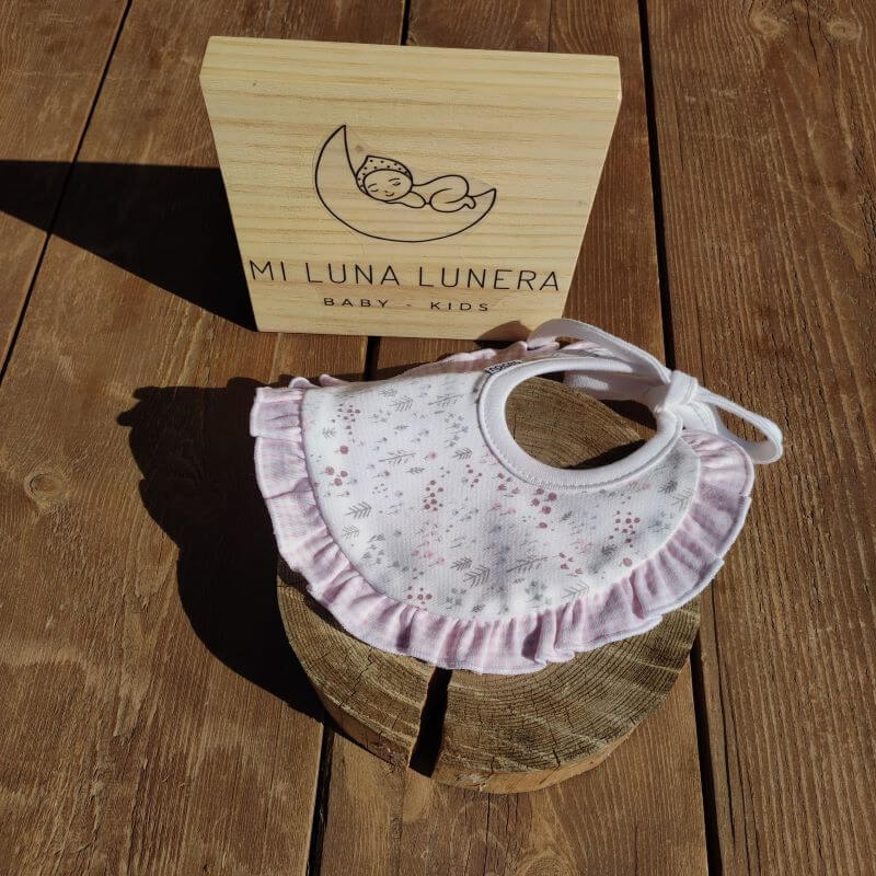 Babero Flores Rosa personalizado - regalo bebé | Mi Luna Lunera