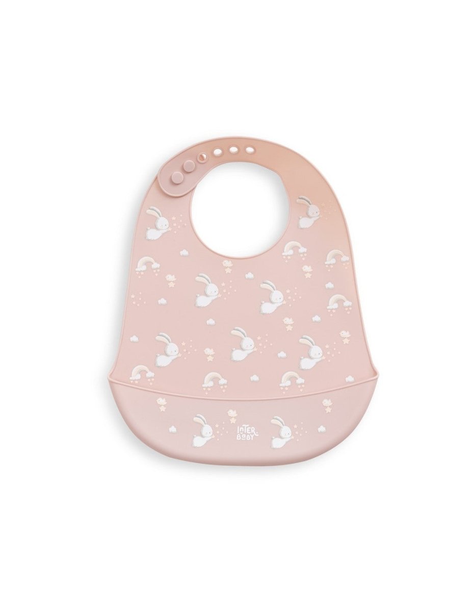 Babero Silicona Conejitos Rosa personalizado - regalo bebé | Mi Luna Lunera