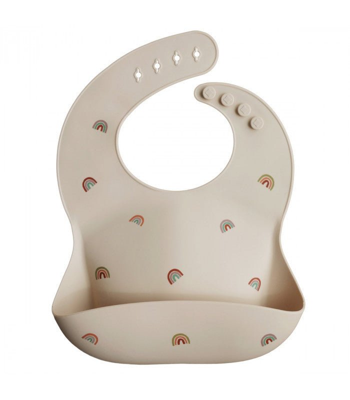 Babero Silicona Mushie Rainbows personalizado - regalo bebé | Mi Luna Lunera