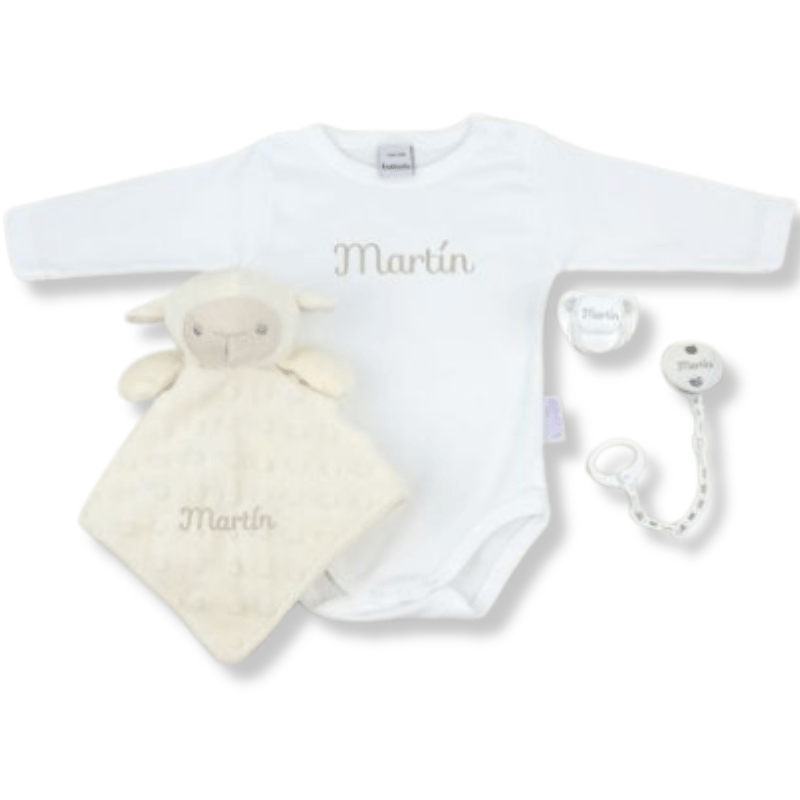 Caja Regalo Body Beige Personalizada personalizado - regalo bebé | Mi Luna Lunera