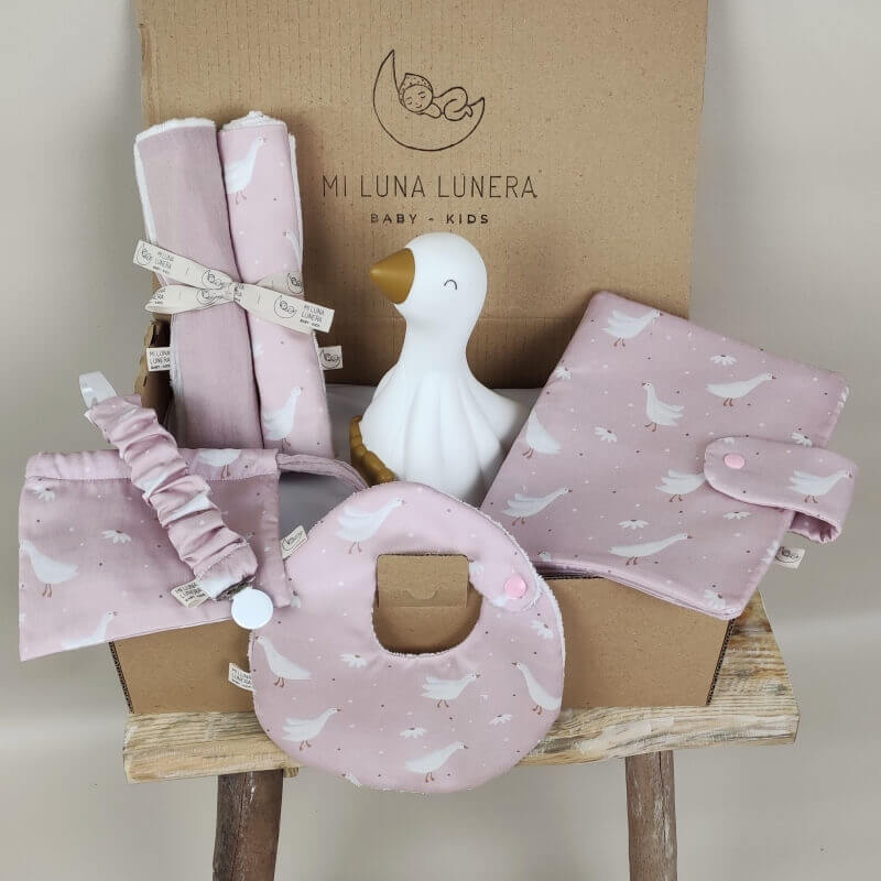 Canastilla Goose Rosa EDICIÓN LIMITADA personalizado - regalo bebé | Mi Luna Lunera