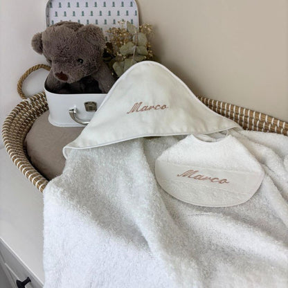 Capa Baño Blanca + Babero Personalizados - Mi Luna Lunera personalizado - regalo bebé | Mi Luna Lunera
