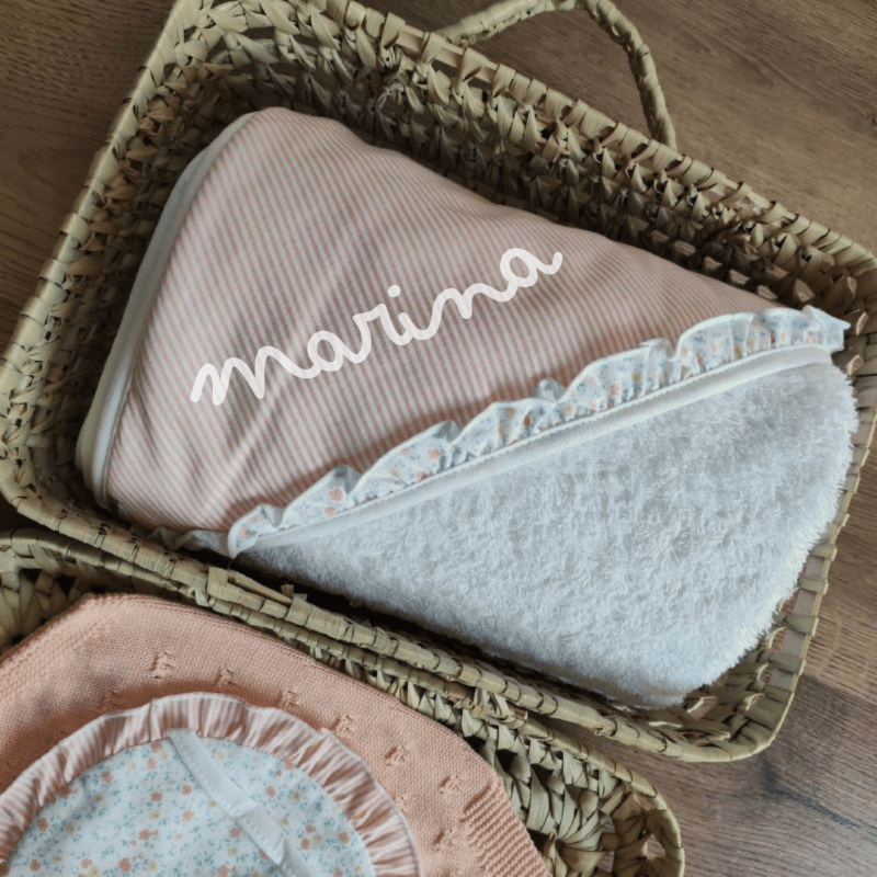 Capa de Baño Flores Mandarina personalizado - regalo bebé | Mi Luna Lunera