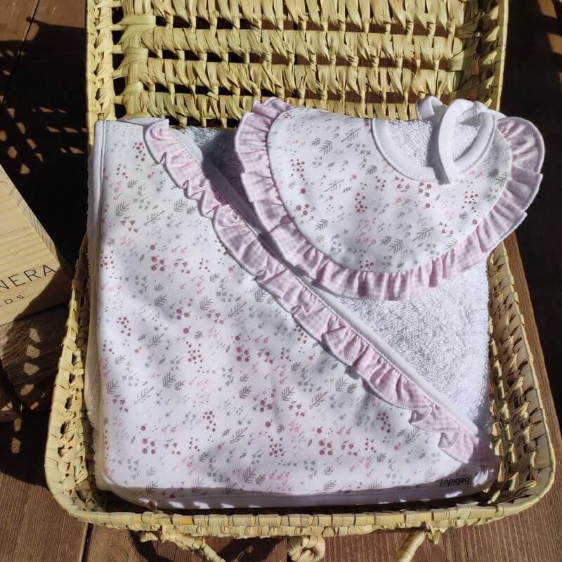 Capa de Baño Flores Rosa personalizado - regalo bebé | Mi Luna Lunera