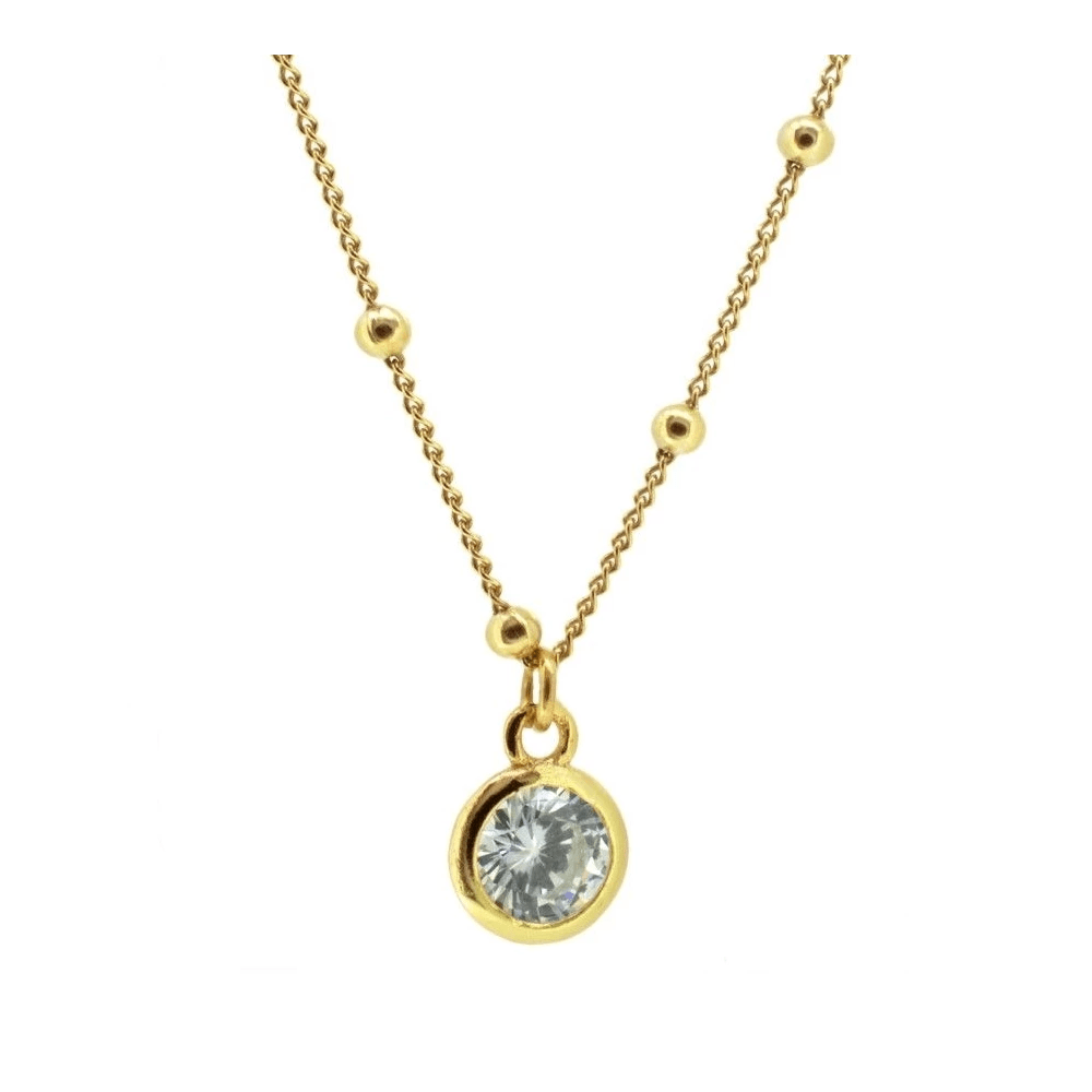 Collar Bolitas Circonita Plata de Ley 925 | Baño de Oro 18K personalizado - regalo bebé | Mi Luna Lunera