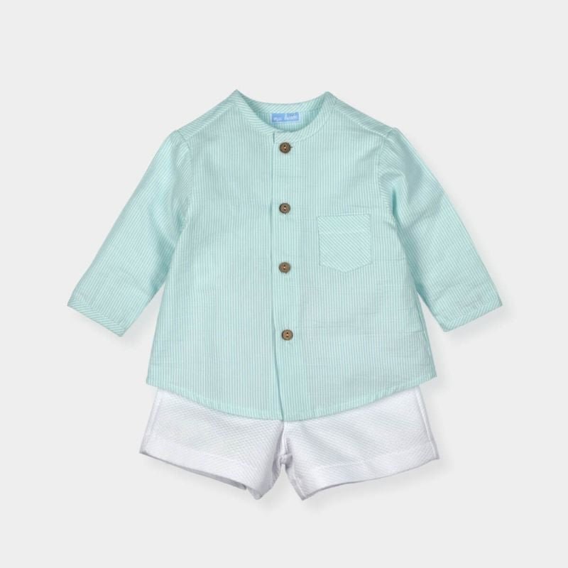 Conjunto de Camisa y Pantalón Corto Menta personalizado - regalo bebé | Mi Luna Lunera