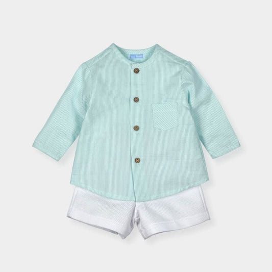 Conjunto de Camisa y Pantalón Corto Menta personalizado - regalo bebé | Mi Luna Lunera