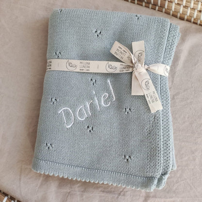 Manta Bebé Punto Azul Personalizable personalizado - regalo bebé | Mi Luna Lunera