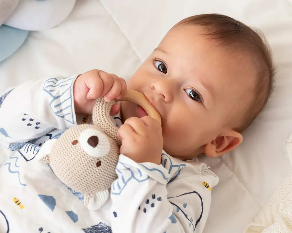 Mordedor Sonajero Oso Beige Punto