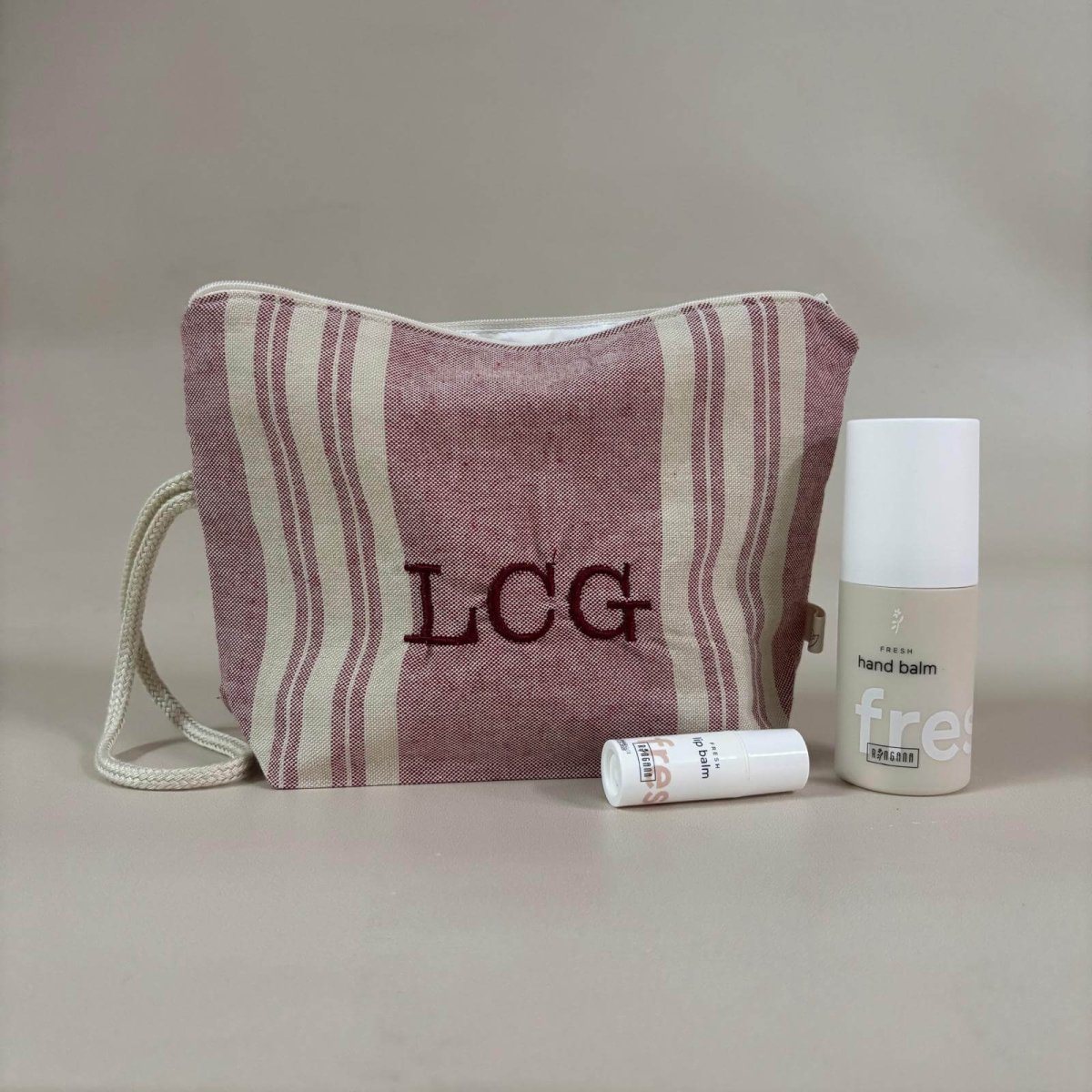 Neceser Rayas Granate Anchas Personalizable personalizado - regalo bebé | Mi Luna Lunera