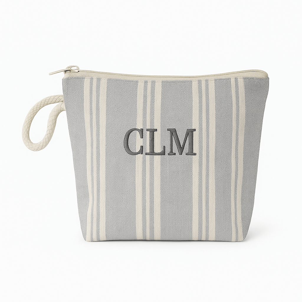 Neceser Rayas Gris Personalizable personalizado - regalo bebé | Mi Luna Lunera