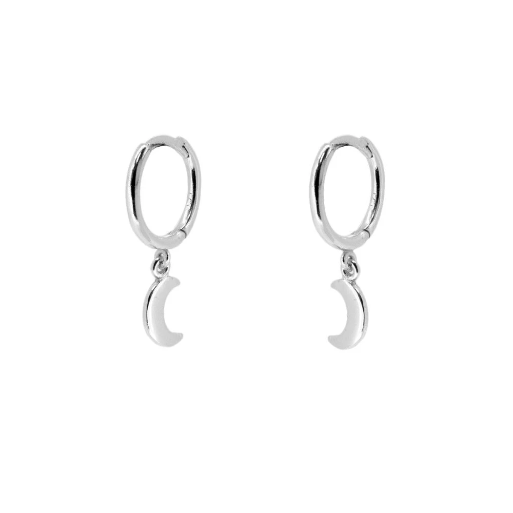 Pendientes Aro Luna Plata de Ley 925 personalizado - regalo bebé | Mi Luna Lunera