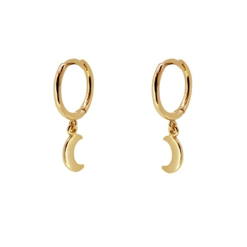 Pendientes Aro Luna Plata de Ley 925 | Baño de Oro 18K personalizado - regalo bebé | Mi Luna Lunera