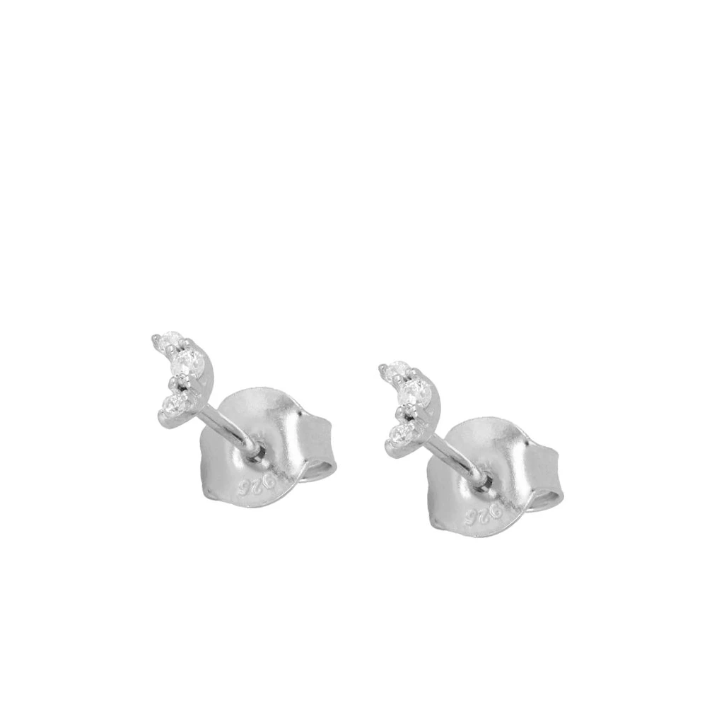 Pendientes Mini Luna Circonitas Plata de Ley 925 personalizado - regalo bebé | Mi Luna Lunera