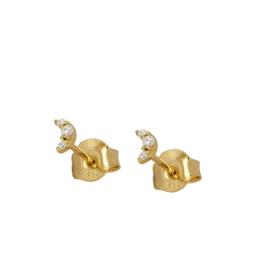 Pendientes Mini Luna Circonitas Plata de Ley 925 | Baño de Oro 18K personalizado - regalo bebé | Mi Luna Lunera