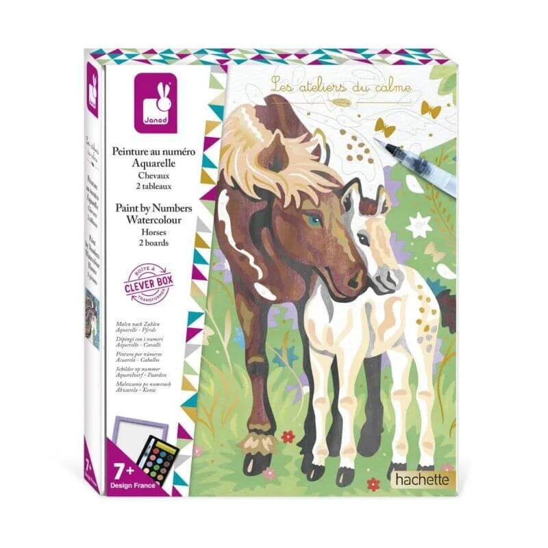Pintura Por números Acuarela Caballos personalizado - regalo bebé | Mi Luna Lunera