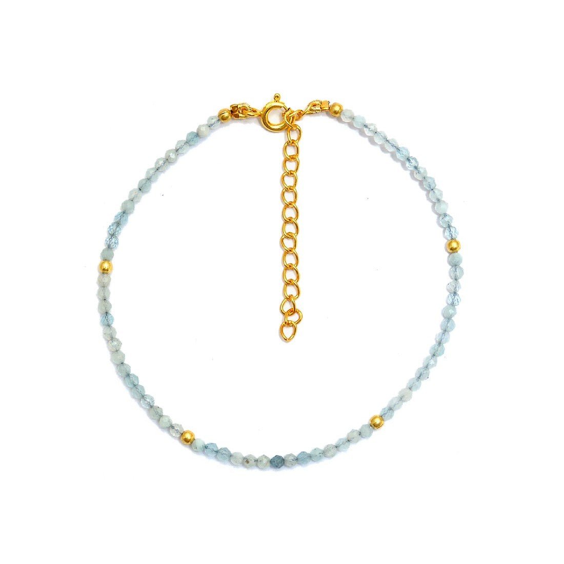 Pulsera Aguamarina Plata de Ley 925 | Baño de Oro 18K personalizado - regalo bebé | Mi Luna Lunera