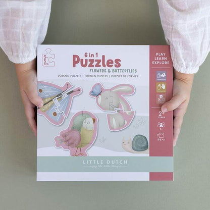 Puzzle 6 en 1 Flores y Mariposas personalizado - regalo bebé | Mi Luna Lunera
