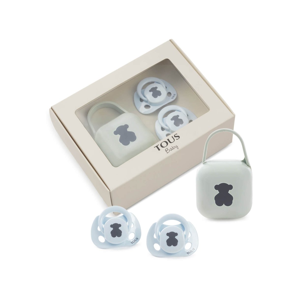 Set 2 Chupetes 0 meses+ Azul Tous personalizado - regalo bebé | Mi Luna Lunera