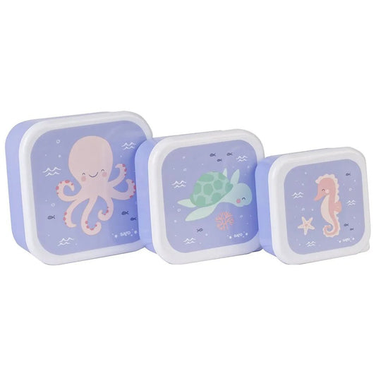 Set 3 Cajitas Almuerzo Ocean Life personalizado - regalo bebé | Mi Luna Lunera