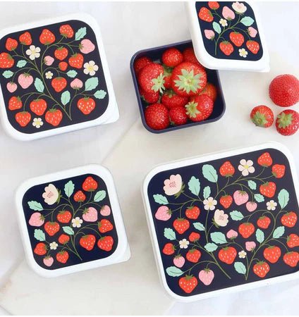 Set 4 Tuppers Strawberries Personalizable personalizado - regalo bebé | Mi Luna Lunera