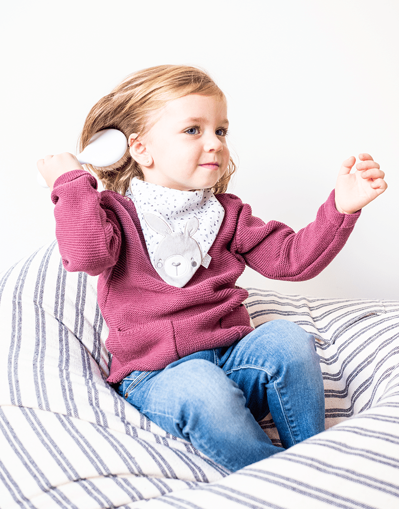 Set Cepillo y Peine Cerdas Naturales Rosa personalizado - regalo bebé | Mi Luna Lunera