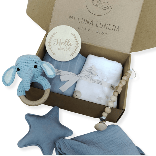 Set Regalo Premium Azul personalizado - regalo bebé | Mi Luna Lunera