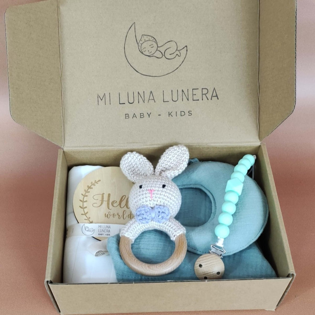 Set Regalo Premium Verde personalizado - regalo bebé | Mi Luna Lunera