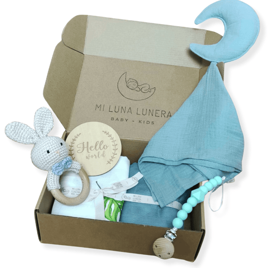 Set Regalo Premium Verde personalizado - regalo bebé | Mi Luna Lunera