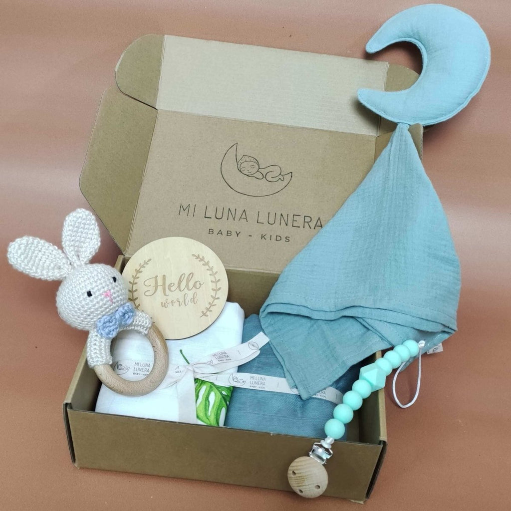 Set Regalo Premium Verde personalizado - regalo bebé | Mi Luna Lunera