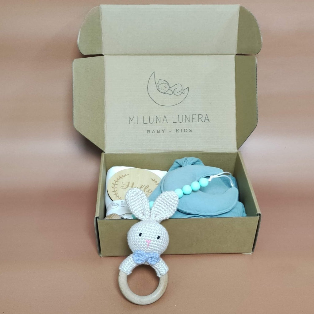 Set Regalo Premium Verde personalizado - regalo bebé | Mi Luna Lunera